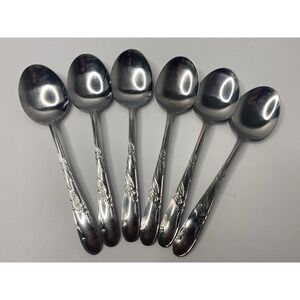 N.S. Co. National Stainless Japan Hibiscus Pattern Teaspoons Replacements Lot 6
